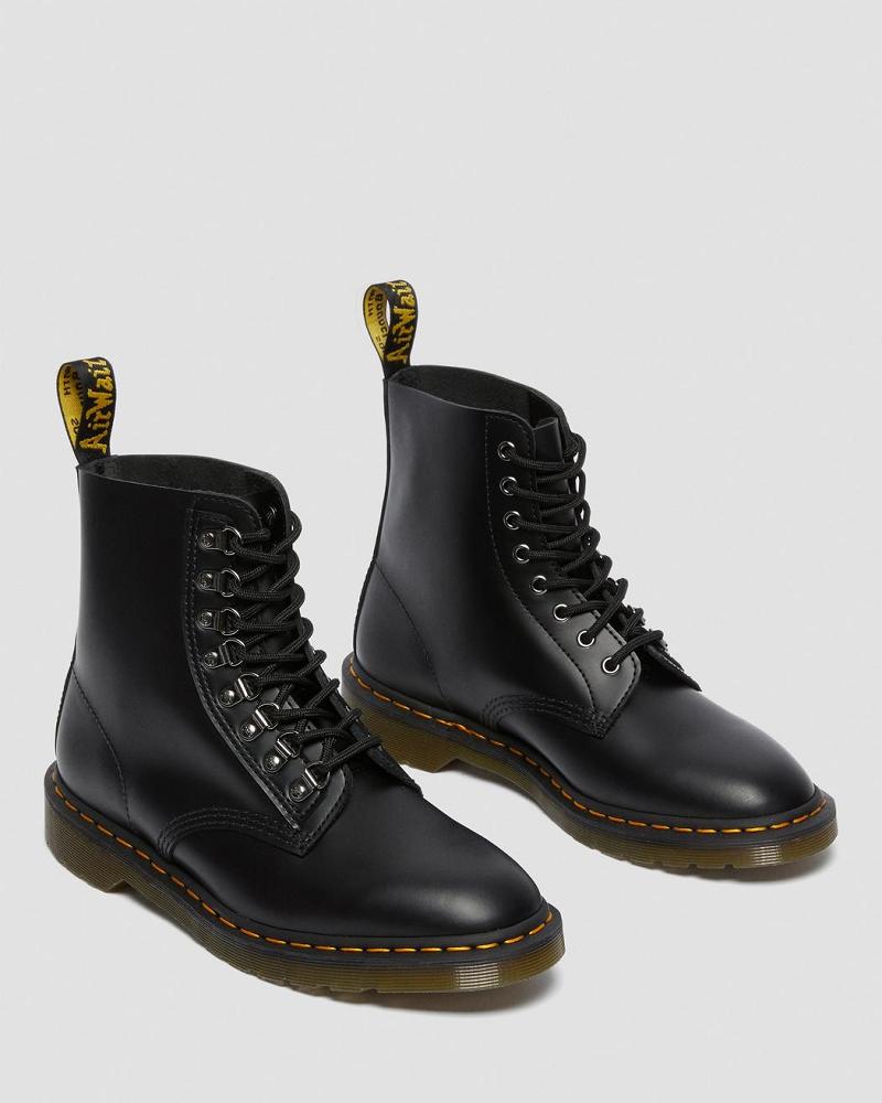 Black Men's Dr Martens 1460 Pascal Verso Smooth Leather Lace Up Boots | CA 528TCE